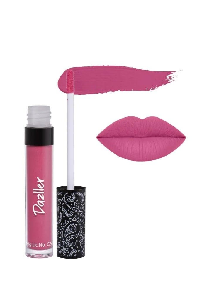 DAZLLER All Day Quick-Dry Matte Lipstick, Pink Shade, Ultra-Intense Color, Smudge-Proof, Non-Transfer, Moisturizing Formula with Kokum Butter, QDL0016 - Image 1
